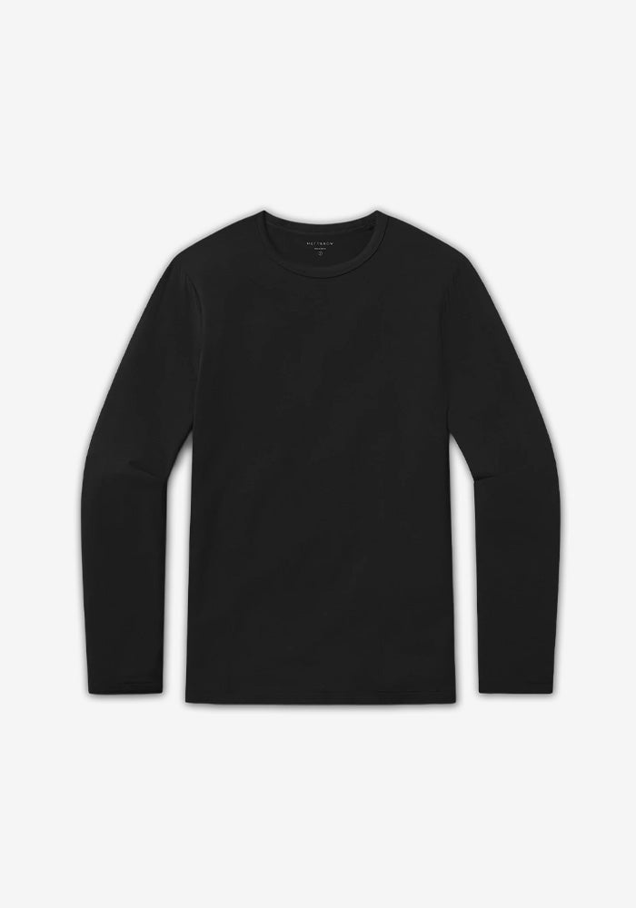 Men wearing Black Pajama Long Sleeve Crew Neck