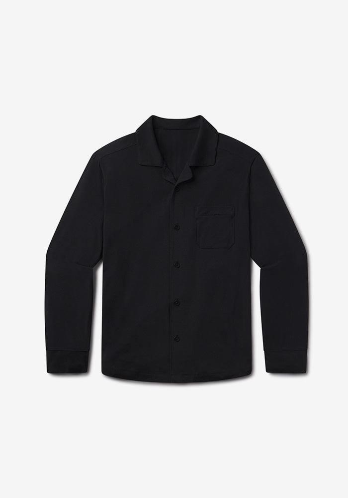 Women wearing Black Pajama Shirt