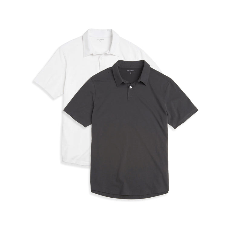 Men wearing White/Dark Gray Jersey Sueded Polo 2-Pack