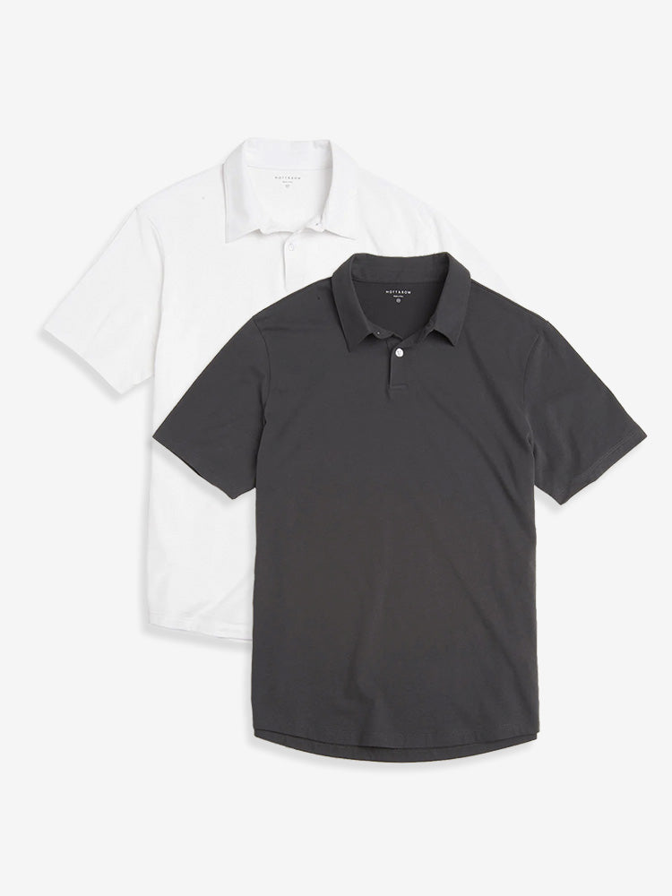 Men wearing White/Dark Gray Jersey Sueded Polo 2-Pack