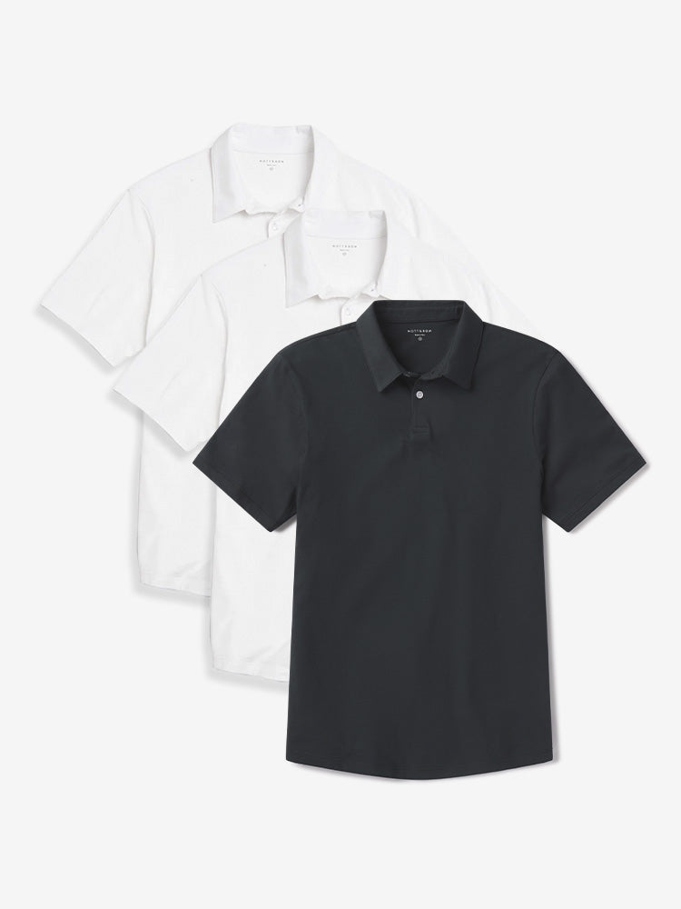 Men wearing White/White/Pine Jersey Sueded Polo 3-Pack