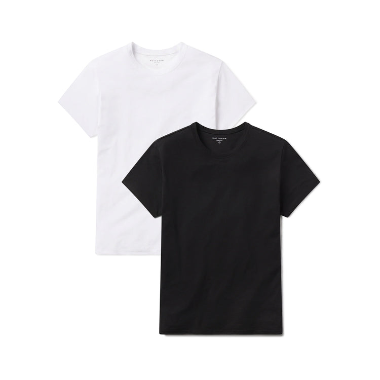 Women wearing White/Black Relaxed Crew Marcy Tee 2-Pack
