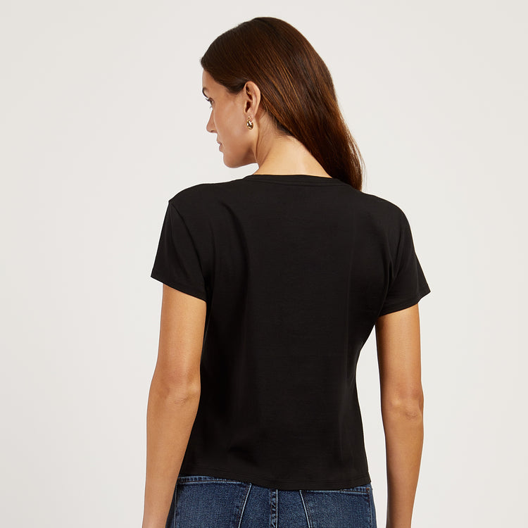 Women wearing Negro Cotton Relaxed V-Neck Tee