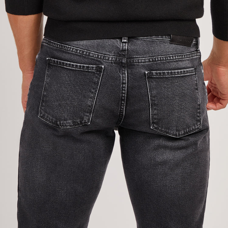Men wearing Dark Gray Straight Allen Jeans