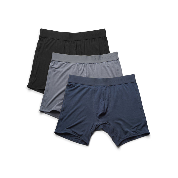 Men wearing Gray/Navy/Black Boxer Brief 3-Pack
