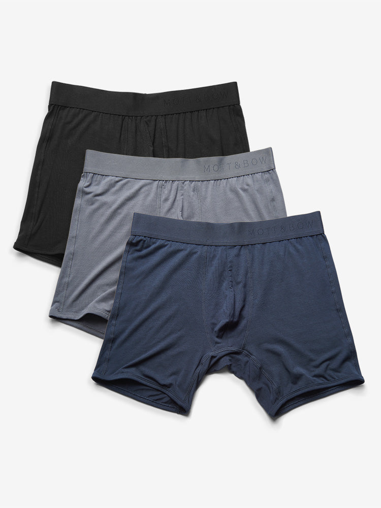 Men wearing Gray/Navy/Black Boxer Brief 3-Pack