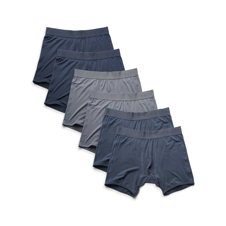 Men wearing Navy/Steel Gray/Gray Boxer Brief 6-Pack