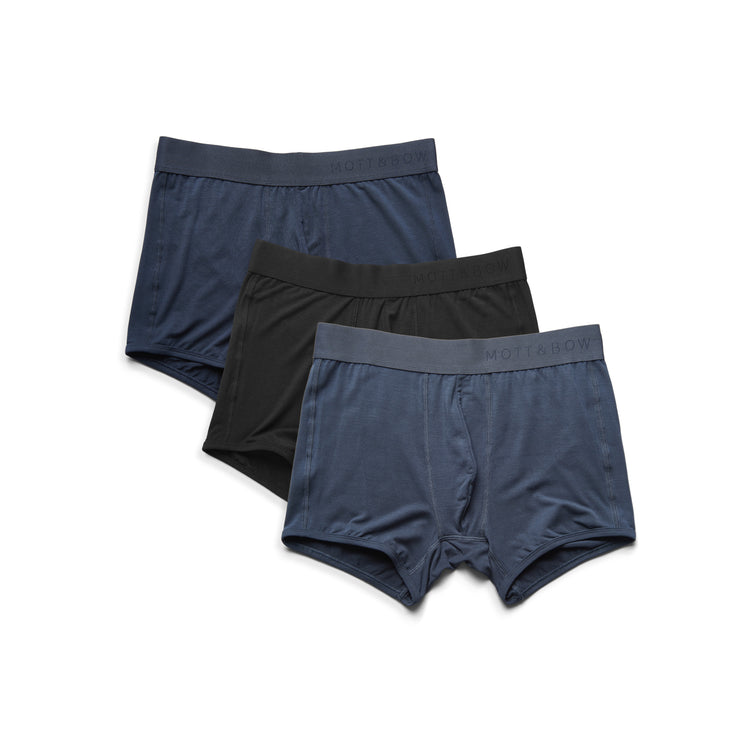 Men wearing Steel Gray/Navy/Black Trunks 3-Pack