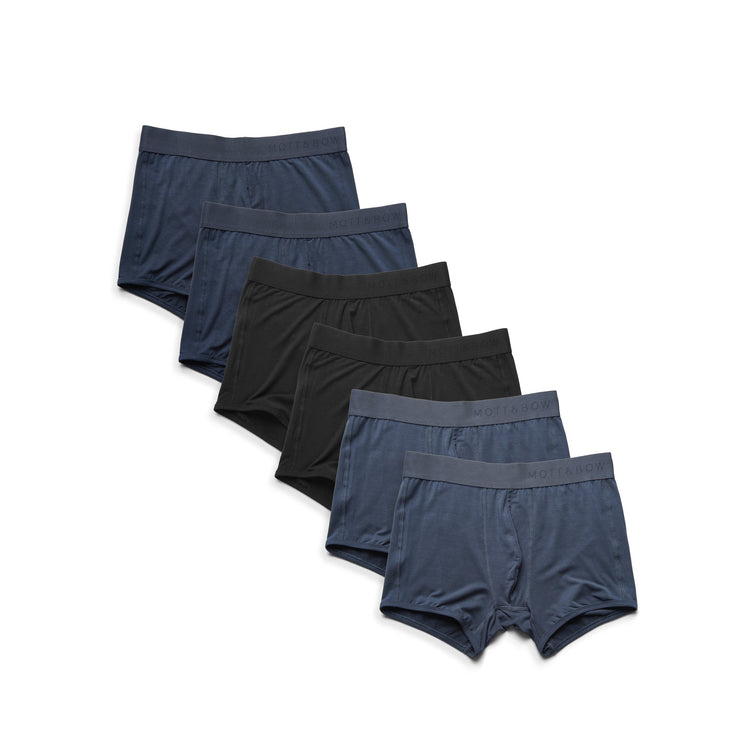 Men wearing Steel Gray/Navy/Black Trunks 6-Pack