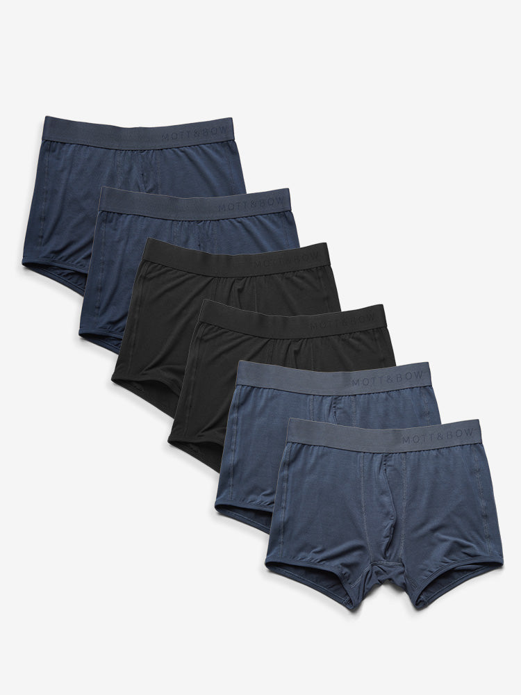 Men wearing Steel Gray/Navy/Black Trunks 6-Pack