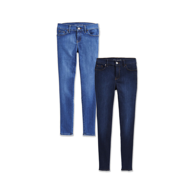Women wearing Faded Medium/Dark Blue/Medium Blue Jane High Rise Skinny 2-Pack