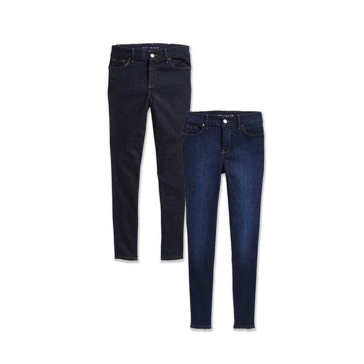Women wearing Faded Medium/Dark Blue / Dark Blue Jane Mid Rise Skinny 2-Pack