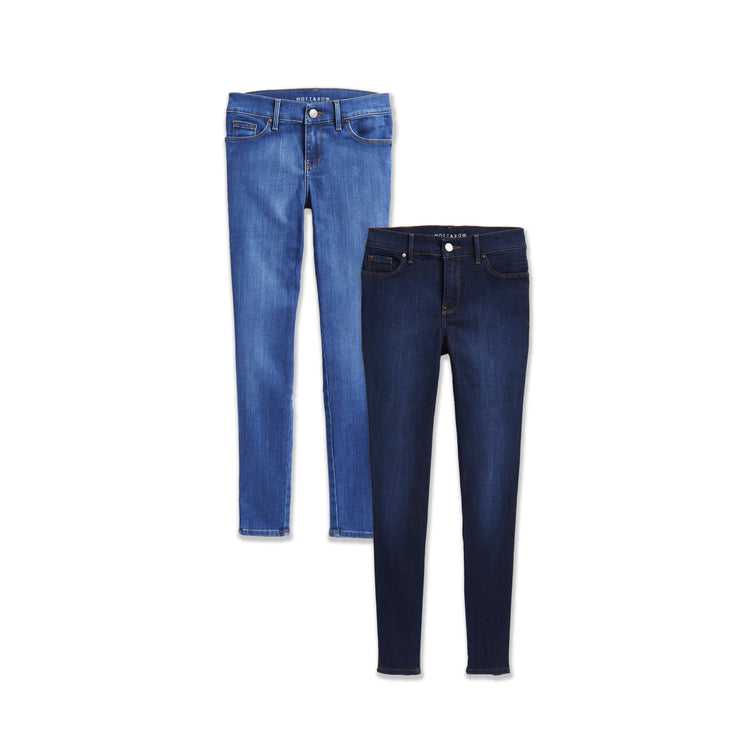 Women wearing Medium Blue/Medium Dark Blue Jane Mid Rise Skinny 2-Pack