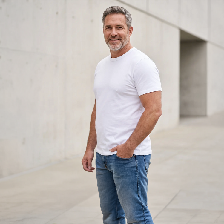 Men wearing Blanco Classic Crew Driggs Tee