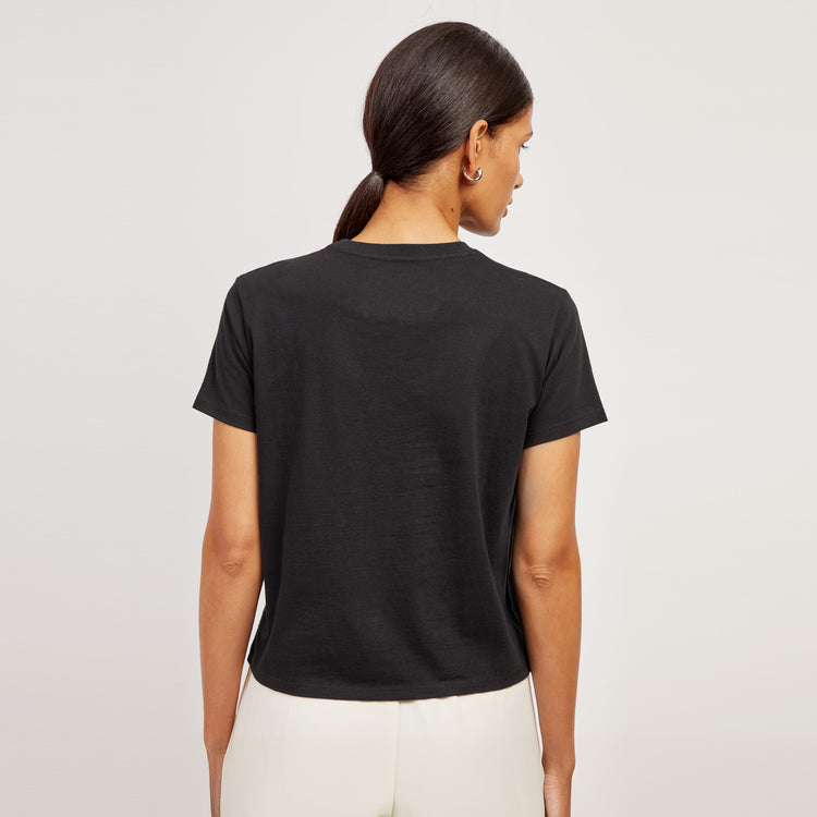 Women wearing Black Everyday Cotton Crew Tee