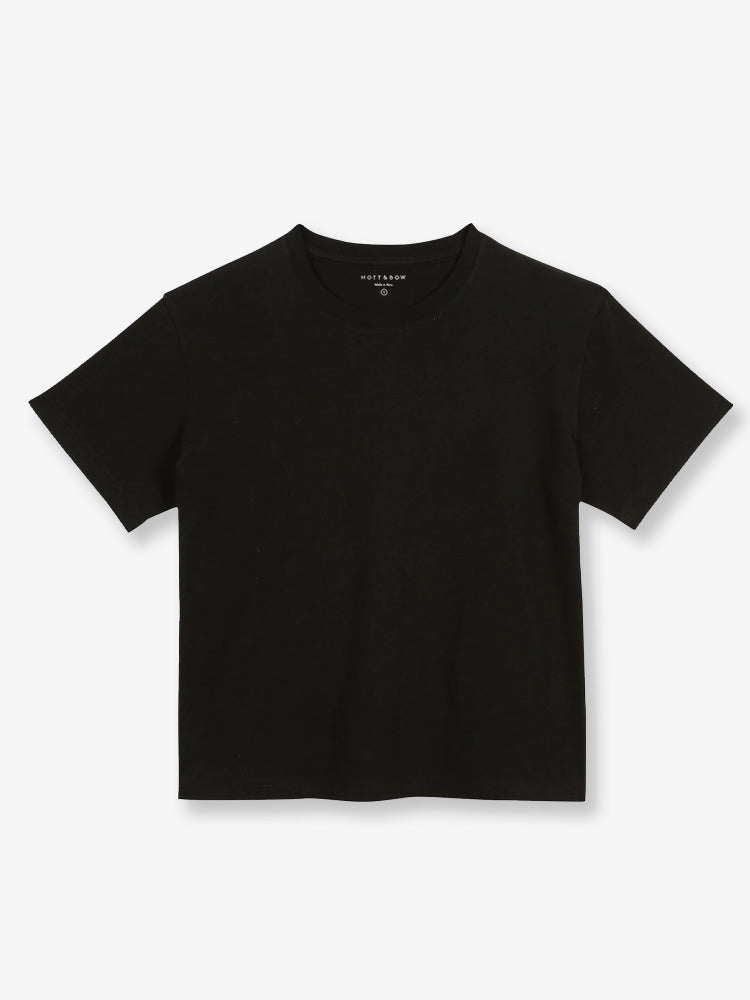 Women wearing Black Everyday Cotton Crew Tee