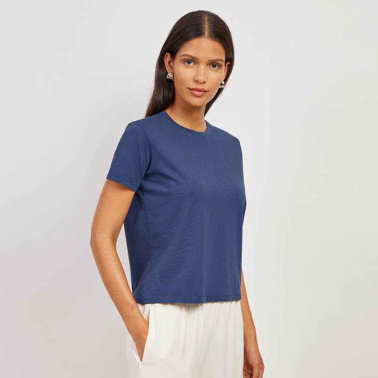 Women wearing Venice Blue Everyday Cotton Crew Tee