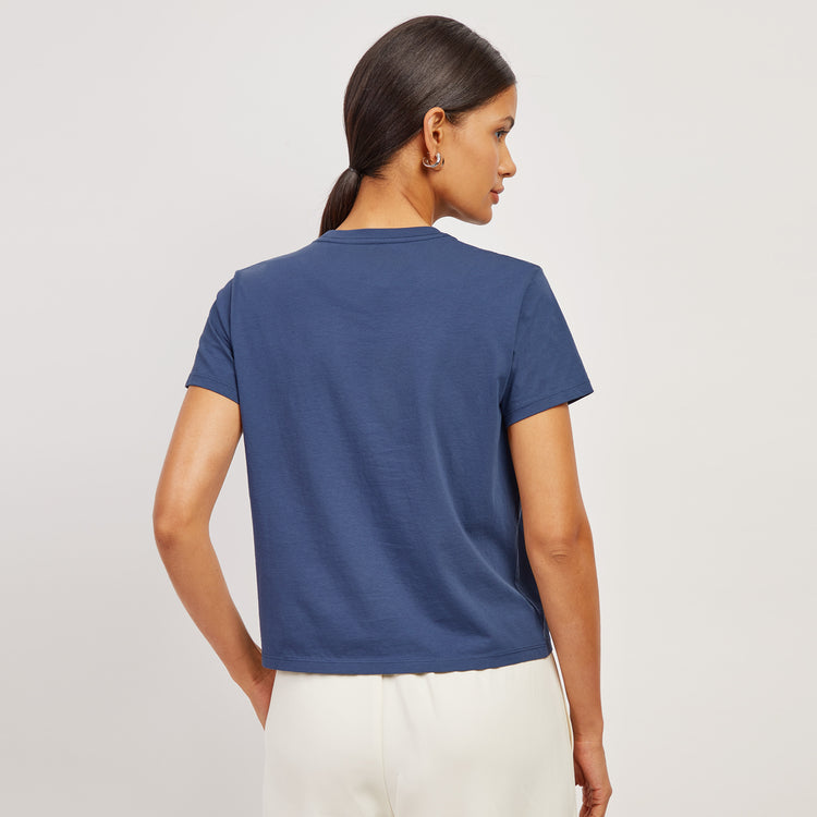 Women wearing Venice Blue Everyday Cotton Crew Tee