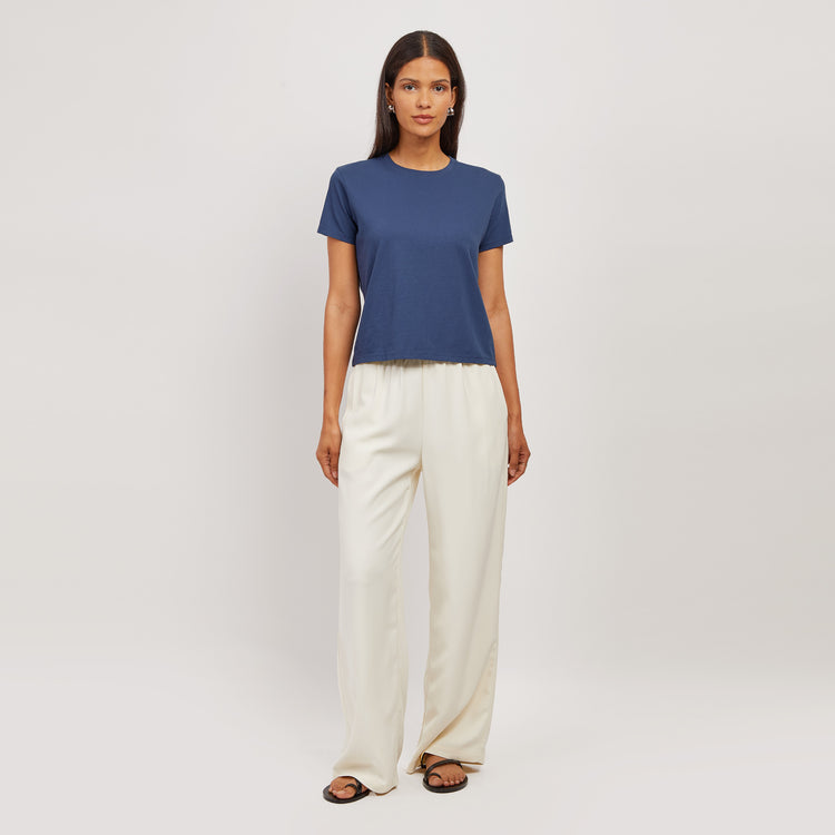 Women wearing Venice Blue Everyday Cotton Crew Tee
