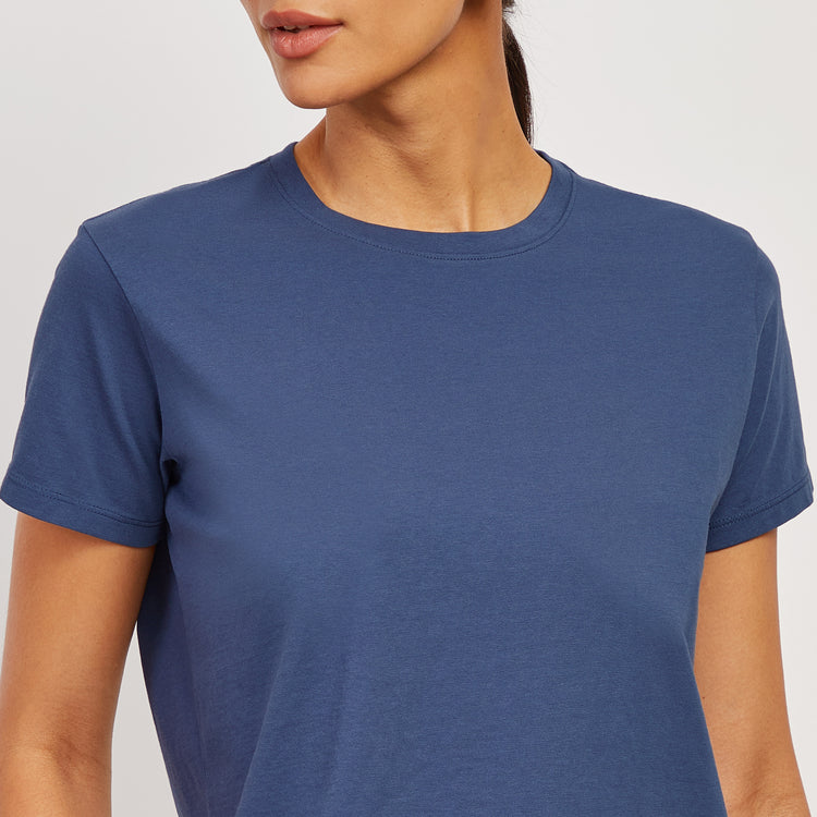 Women wearing Venice Blue Everyday Cotton Crew Tee