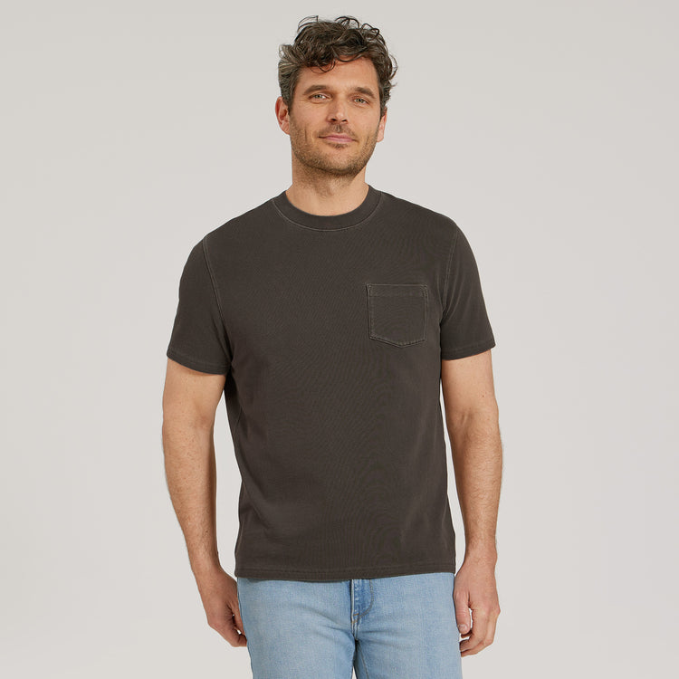 Men wearing Vintage Dark Moss Heritage Weighted Tee