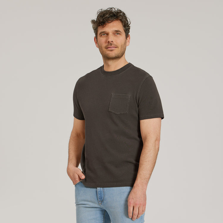 Men wearing Vintage Dark Moss Heritage Weighted Tee