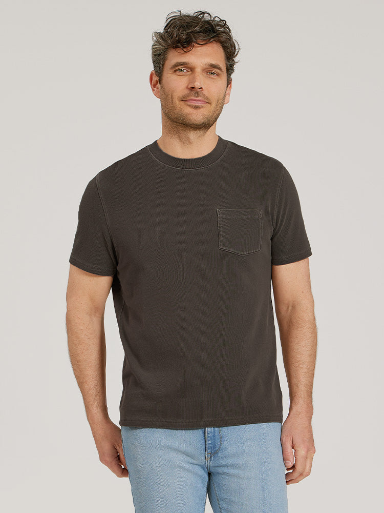 Men wearing Vintage Dark Moss Heritage Weighted Tee