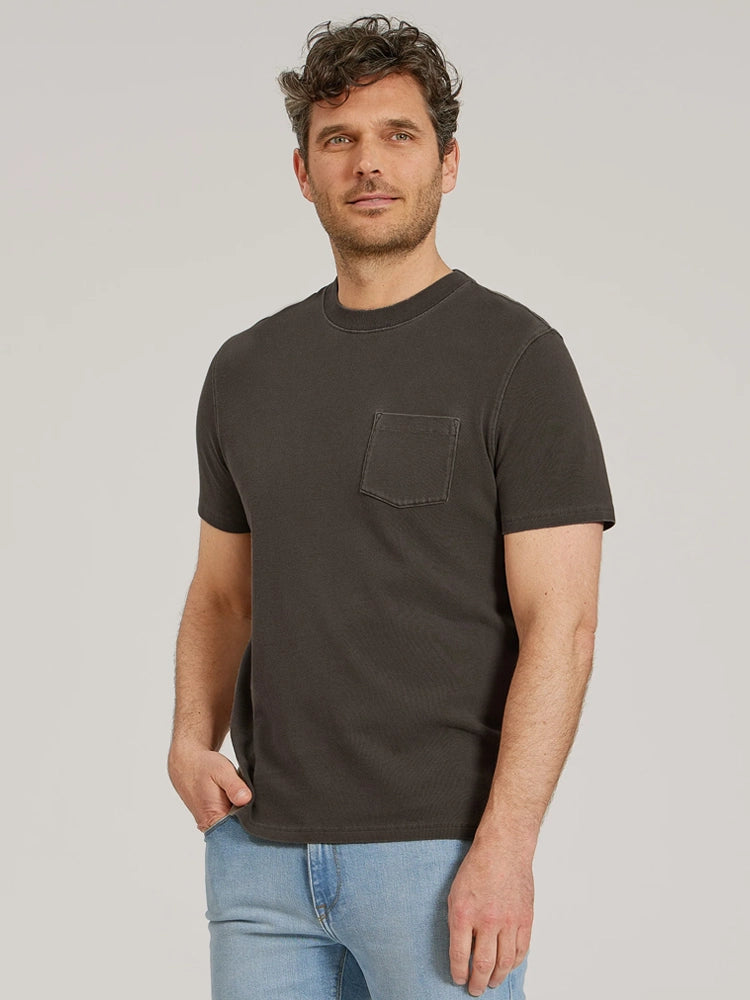 Men wearing Vintage Dark Moss Heritage Weighted Tee