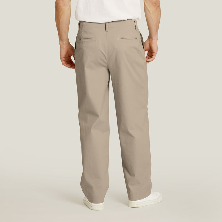 Men wearing Ecru Wide Leg Chino Pants