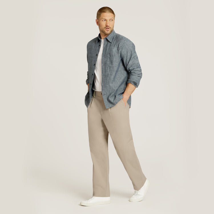 Men wearing Ecru Wide Leg Chino Pants