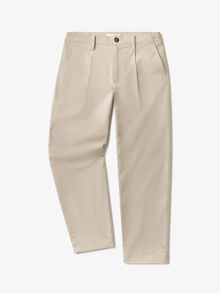 Men wearing Ecru Wide Leg Chino Pants