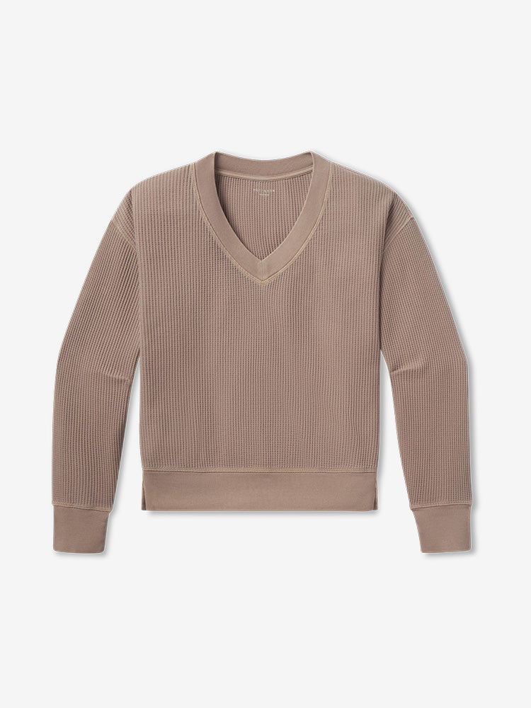 Women wearing Vintage Mahogany Vintage Waffle Tee