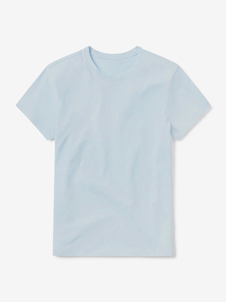 Women wearing Azul hielo Fitted Crew Marcy Tee