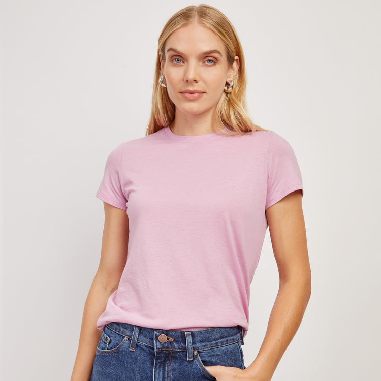 Women wearing Rosado Fitted Crew Marcy Tee