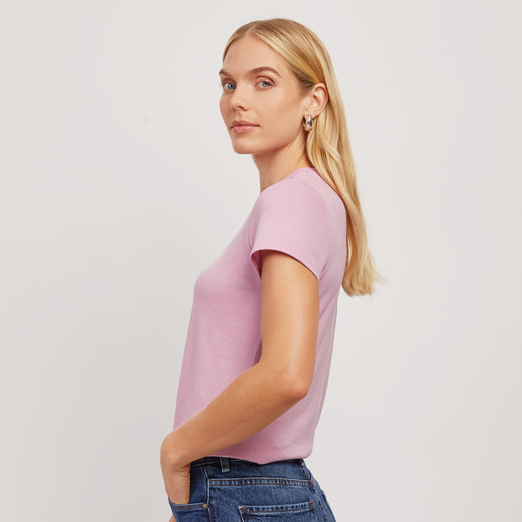 Women wearing Rosado Fitted Crew Marcy Tee