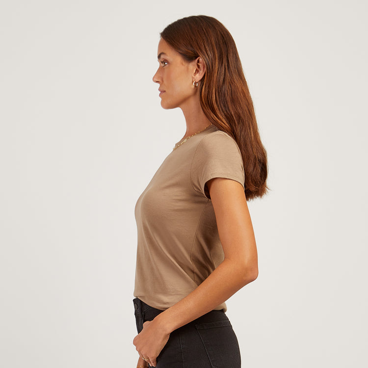Women wearing Siena Fitted Crew Marcy Tee