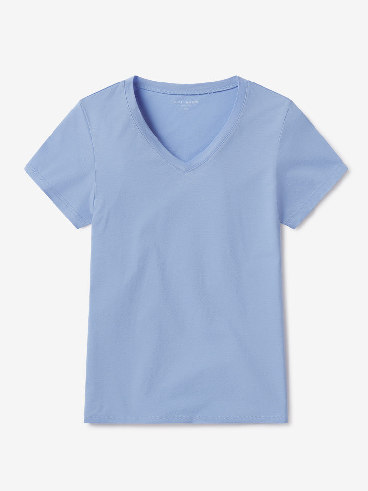 Women wearing Hortensia Fitted V-Neck Marcy Tee