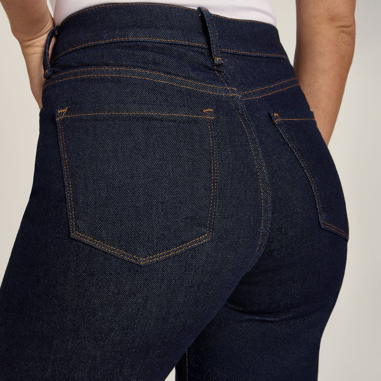 Women wearing Dark Blue High Rise Cropped Straight Leg Gilmore
