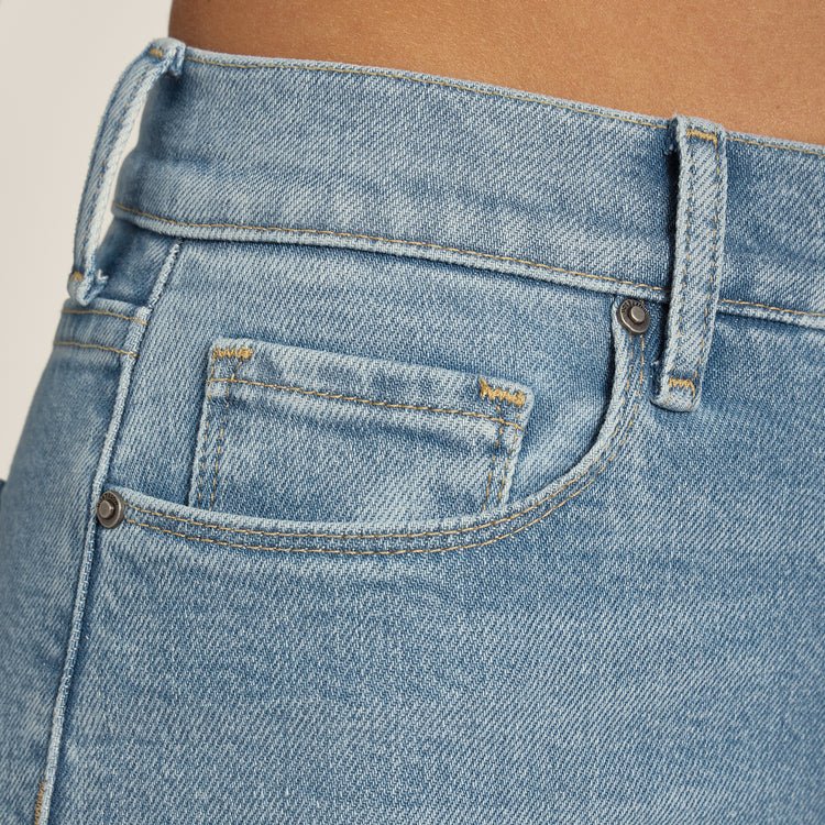 Women wearing Light Blue High Rise Cropped Straight Leg Hubert