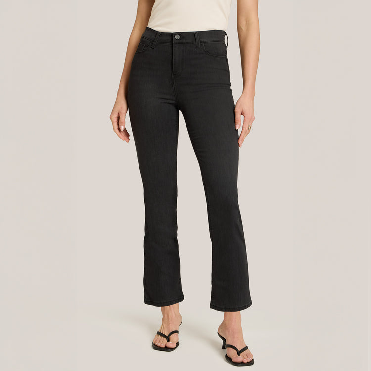 Women wearing Dark Gray High Rise Miniboot Ankle Orchard Jeans