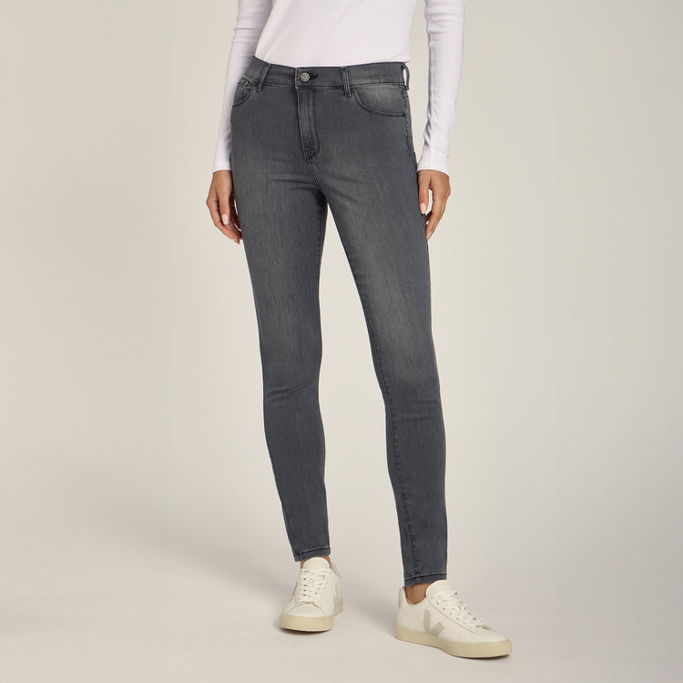 Women wearing Medium Gray High Rise Skinny Orchard Jeans