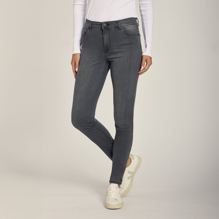 Women wearing Medium Gray High Rise Skinny Orchard Jeans