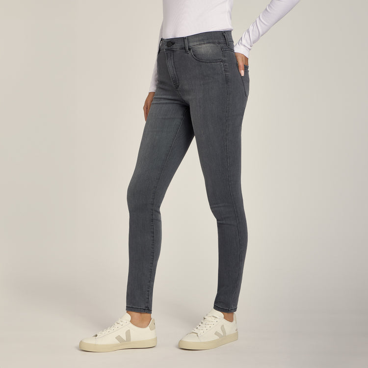 Women wearing Medium Gray High Rise Skinny Orchard Jeans