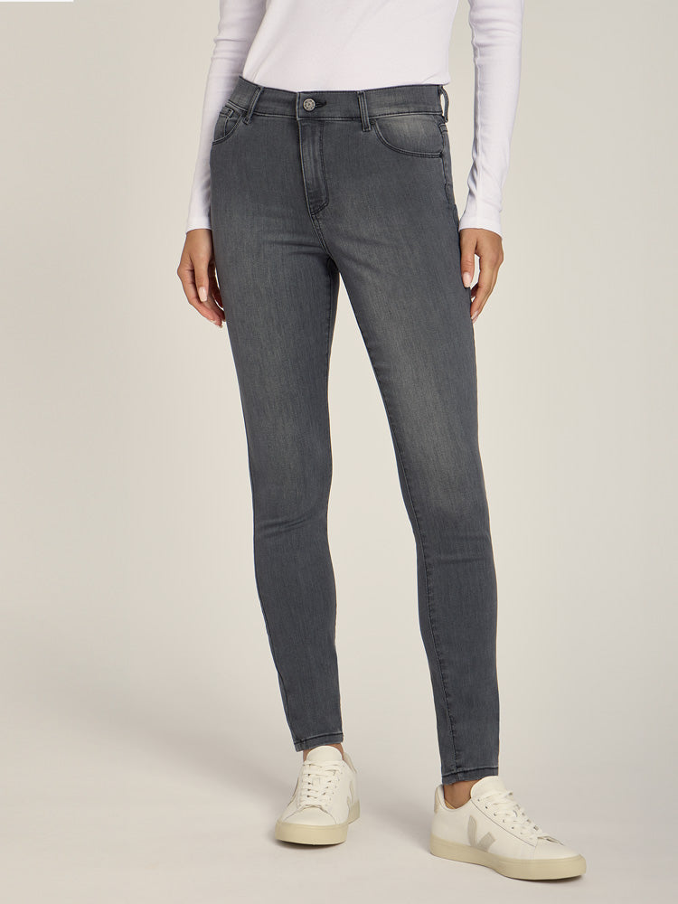 Women wearing Medium Gray High Rise Skinny Orchard Jeans