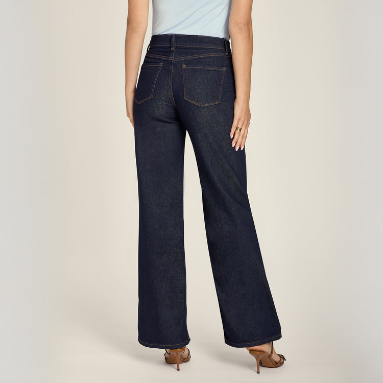 Women wearing Dark Blue High Rise Wide Leg Gilmore
