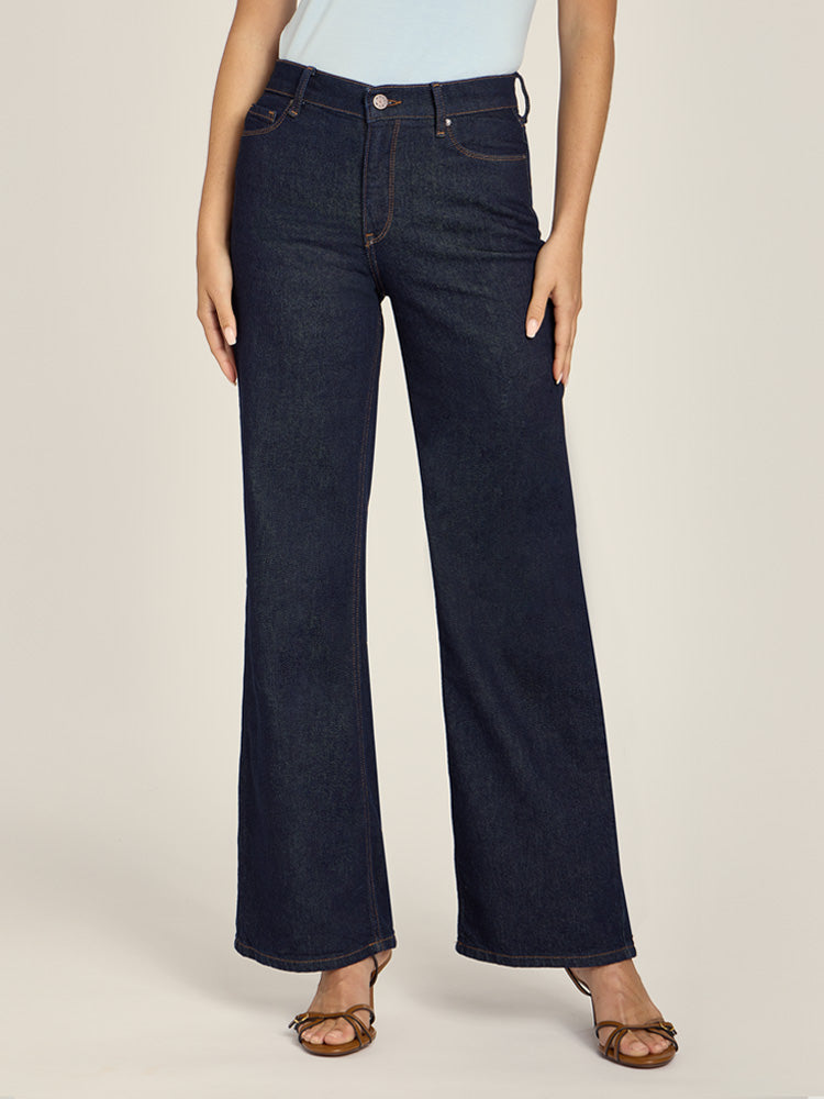 Women wearing Dark Blue High Rise Wide Leg Gilmore