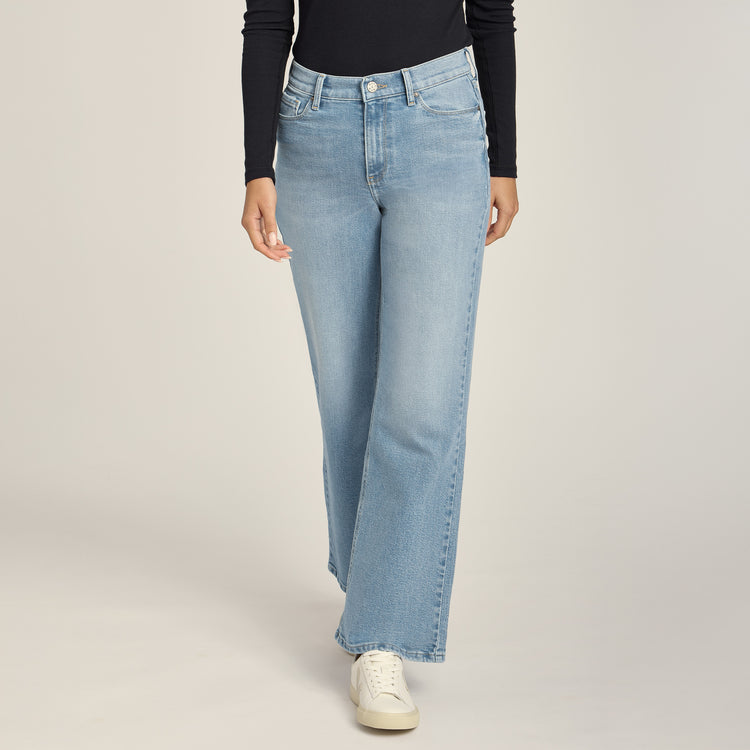 Women wearing Light Blue High Rise Wide Leg Hubert