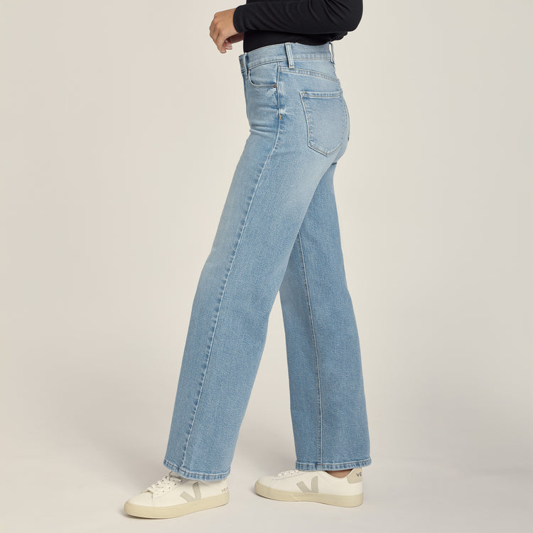 Women wearing Light Blue High Rise Wide Leg Hubert