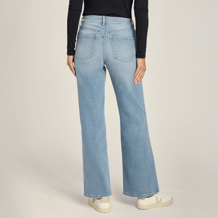 Women wearing Light Blue High Rise Wide Leg Hubert