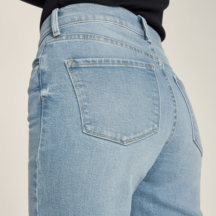 Women wearing Light Blue High Rise Wide Leg Hubert